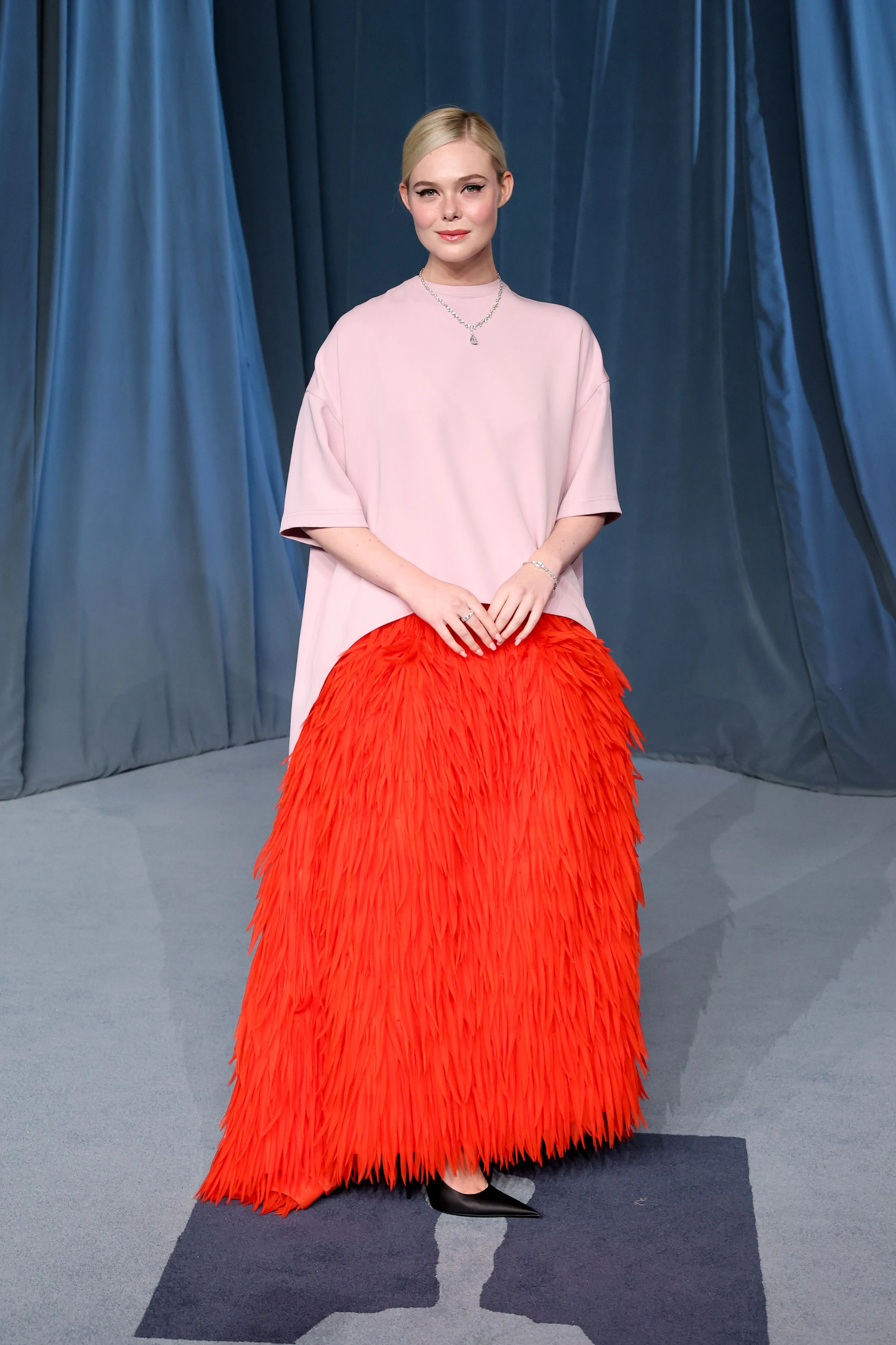 Elle Fanning Captivates in a Two-Tone Couture Ensemble